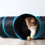 Tunnel pour chat à 4 voies Noir - Bleu - Rouge - Métal - Textile - 92 x 25 x 92 cm