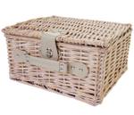 Picknickkorb-Set 4 Personen Kühlfach Beige - Braun - Metall - Porzellan - Holzart/Dekor - Holz teilmassiv - 30 x 20 x 30 cm