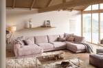 Sofa MADELINE Wohnlandschaft Cord Pink - Armlehne davorstehend rechts - Longchair davorstehend links