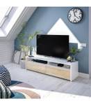 Meuble TV Kioto Blanc - Bois manufacturé - Matière plastique - 42 x 36 x 130 cm