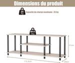 Banc TV TI85401 Gris - Bois manufacturé - 29 x 41 x 111 cm