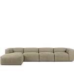 Ecksofa BUFFO 6-Sitzer Sandbraun - Breite: 377 cm - Armlehne beidseitig montierbar - Ecke davorstehend links - Ottomane davorstehend links