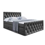 Boxspringbett AMAY KING Hochglanz Schwarz - Breite: 180 cm