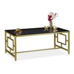 Table basse en verre noire et dorée Noir - Doré - Verre - Métal - 110 x 45 x 60 cm