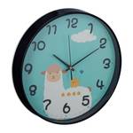 Horloge murale au design animalier Noir - Turquoise - Blanc - Verre - Matière plastique - 30 x 30 x 5 cm