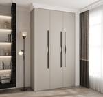 Armoire à portes battantes Como 2 Beige - Noir - Gris lumineux - 140 x 50 cm