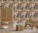 Bl盲tter Tapete V枚gel Blumen Flamingos