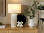 Lampe de table NAVIA Beige - Blanc - Porcelaine - 30 x 50 x 30 cm