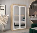 Armoire à portes coulissantes promo t3 Imitation chêne de Sonoma - Blanc - Largeur : 120 cm - 2 porte