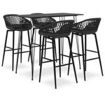 Ensemble de bar 3014184 (lot de 5) Noir - Bois manufacturé - Métal - 60 x 105 x 120 cm