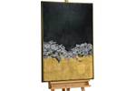 Tableau peint Nightly Thunderstorm Noir - Doré - Blanc - Bois massif - Textile - 77 x 102 x 5 cm