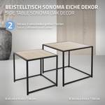 Beistelltisch 2er Set Schwarz/Eiche Schwarz - Braun - Metall - 50 x 45 x 50 cm