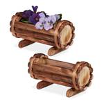 Vase en bois pour plantes jeu de 2 Marron - Bois manufacturé - 20 x 11 x 9 cm