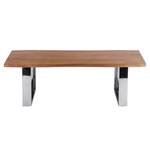 Table basse nature/argent 110x70cm Bois massif - 70 x 40 x 110 cm