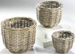 3tlg. Set Blumentopf RATPLANTTRIO Grau - Rattan - 31 x 23 x 31 cm