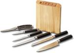 Damastmesser Set inkl. Messerblock 7-tlg Schwarz - Braun - Silber - Holzwerkstoff - Metall - 7 x 22 x 20 cm