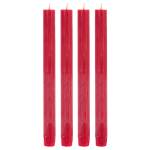 4er Set Rustikale Kerzen in hellgrau Rot - Wachs - 3 x 25 x 3 cm