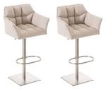 Tabouret de bar Damaso Lot de 2 Beige - Argenté