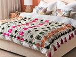 Kuscheldecke ANAND Beige - Schwarz - Orange - Pink - Naturfaser - 130 x 1 x 180 cm