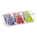 Transparente Teebox mit 3 Fächern Kunststoff - 23 x 9 x 10 cm