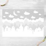 Sternenhimmel mit Häusern und Mond grau Vinyl-Teppich - Sternenhimmel mit Häusern und Mond in grau - Querformat 3:2 - 330 x 220 cm
