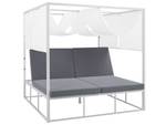 Lounge Sessel PALLANZA 4-tlg Grau - Weiß - Metall - 195 x 196 x 196 cm