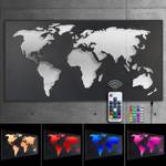 LED RGB Rahmen Stein Dekor Weltkarte ALU