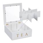 Weiße Teebox mit 9 Fächern Gold - Weiß - Bambus - Kunststoff - 24 x 9 x 24 cm