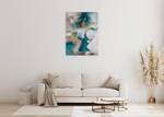Acrylbild handgemalt Himmel der Hoffnung Grau - Türkis - Massivholz - Textil - 75 x 100 x 4 cm
