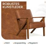 Ohrensessel Massivholzbeine Braun - Kunstleder - 67 x 80 x 78 cm