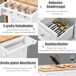 Küchenwagen Kücheninsel Weiß - Holzwerkstoff - 76 x 91 x 135 cm