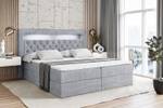 Boxspringbett - NOEL GOLD - LED Hellgrau - Breite: 140 cm - H3