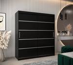 Armoire coulissante VERONA 1 Noir - Gris miroir - Largeur : 180 cm