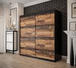 ARMOIRE OLD STYLE Noir - Bois manufacturé - Bois massif - 200 x 200 x 62 cm