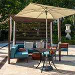 Table de jardin carrée avec trou parasol Noir - Doré - Métal - 90 x 75 x 90 cm