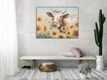 Tableau peint Harmony of Nature Marron - Jaune - Bois massif - Textile - 100 x 75 x 4 cm
