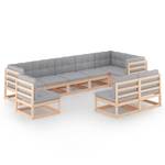 Garten-Lounge-Set (9-teilig) 3009799-2 Grau - Holz