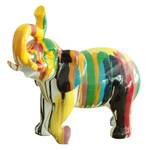 Statue éléphant noir multicolore H51cm Porcelaine - 60 x 51 x 28 cm