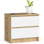 Table de Chevet K60 2S CLP Imitation chêne clair - Blanc