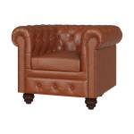 Fauteuil Chesterfield Marron - Cuir véritable - 88 x 75 x 79 cm