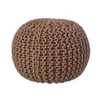 Runder Strickpouf 100% Baumwolle Braun