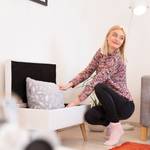 Banc en velours avec espace de rangement Blanc