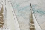 Acrylbild handgemalt Sailboat Racing Blau - Weiß - Massivholz - Textil - 140 x 70 x 4 cm