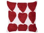 Coussin décoratif MINGORA Rouge - Blanc - Fibres naturelles - 45 x 4 x 45 cm