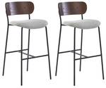 Lot de 2 tabourets de bar LINCOLN Gris - Textile - 48 x 95 x 45 cm