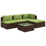 Garten-Lounge-Set (5-teilig) 3013632-1 Braun - Grün - Metall - Polyrattan - 60 x 30 x 60 cm