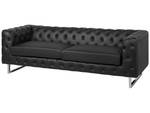 Canapé chesterfield VISSLAND Noir - Argenté - Cuir synthétique - 215 x 71 x 87 cm