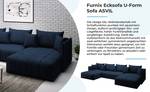 U-Form-Sofa Asvil Monolith 77 Nachtblau