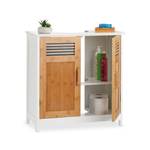 Waschbeckenunterschrank mit Bambustüren Braun - Weiß - Bambus - Holzwerkstoff - 60 x 60 x 30 cm