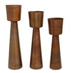 Pot de fleur Egson - Set de 3 Marron - Métal - 23 x 94 x 23 cm